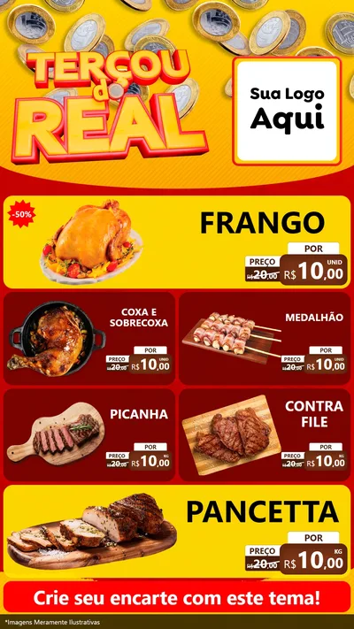 Modelo de TV para TV Vertical com o tema Terçou do Real para Assados
