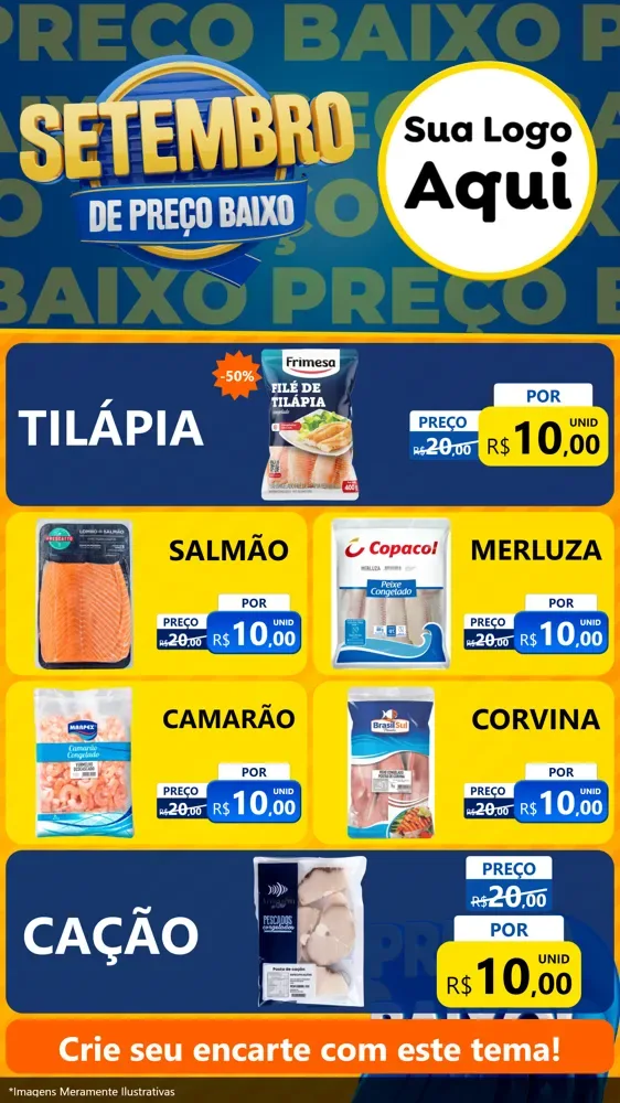 Modelo de TV para TV Vertical com o tema Setembro De Preço Baixo para Peixaria