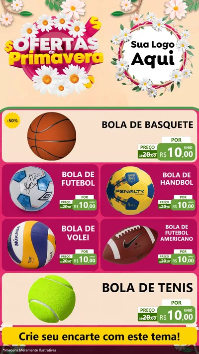 Modelo de TV para TV Vertical com o tema Ofertas de Primavera para Artigos Esportivos