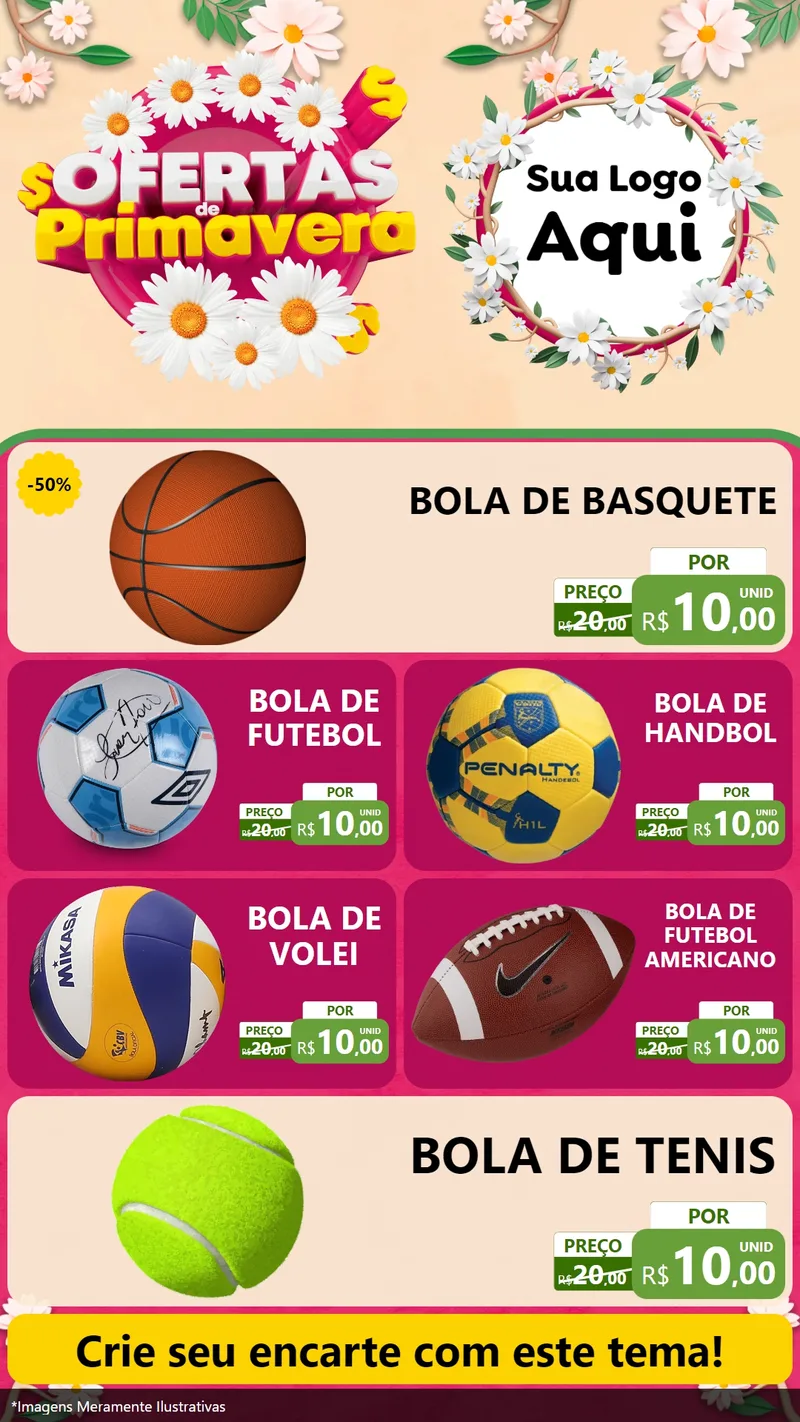 Modelo de TV para TV Vertical com o tema Ofertas de Primavera para Artigos Esportivos