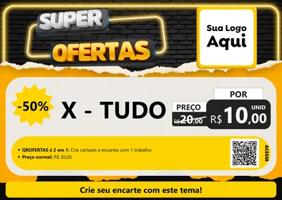 Modelo de Cartaz para Cartaz A4 Horizontal com o tema Super Ofertas para Hamburgueria