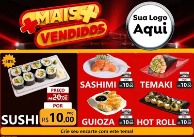 Modelo de Encarte para Encarte A4 Horizontal com o tema Mais Vendidos para Comida japonesa