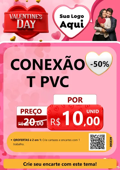Modelo de Cartaz para Cartaz A4 Vertical com o tema Valentine's Day para Tubos e conexões