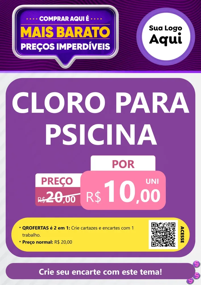 Modelo de Cartaz para Cartaz A4 Vertical com o tema Mais Barato para Produtos para Piscina