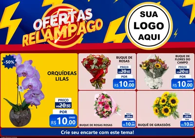 Modelo de Encarte para Encarte A4 Horizontal com o tema Ofertas Relâmpago para Floricultura e jardim