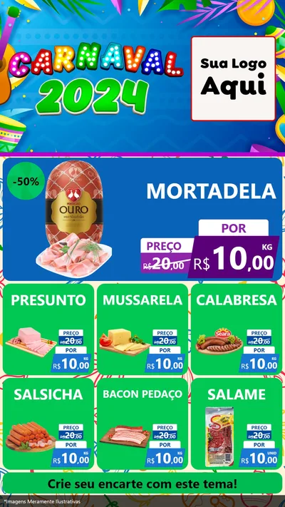Modelo de Rede Social para Stories com o tema Carnaval 2027 para Frios e Laticínios
