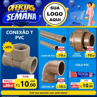 Modelo de Rede Social para Feed Facebook com o tema Ofertas de Fim de Semana para Tubos e conexões