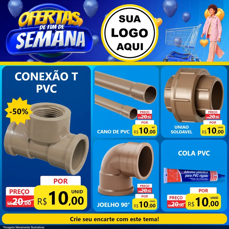 Modelo de Rede Social para Feed Facebook com o tema Ofertas de Fim de Semana para Tubos e conexões