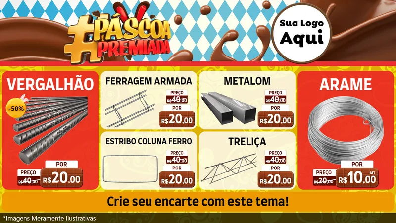 Modelo de TV para TV Horizontal com o tema Páscoa Premiada para Ferragens