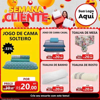 Modelo de Rede Social para Feed Facebook com o tema Semana do Cliente para Cama, Mesa e Banho