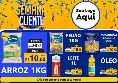 Modelo de Encarte para Encarte A4 Horizontal com o tema Semana do Cliente para Supermercado