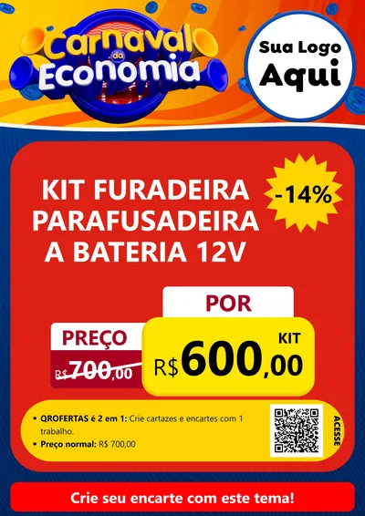 Modelo de Cartaz para Cartaz A4 Vertical com o tema Carnaval da Economia para Maquinas e Ferramentas