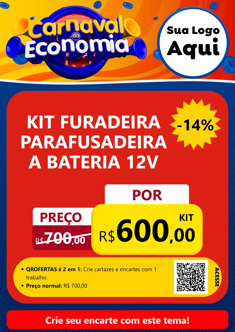 Modelo de Cartaz para Cartaz A4 Vertical com o tema Carnaval da Economia para Maquinas e Ferramentas