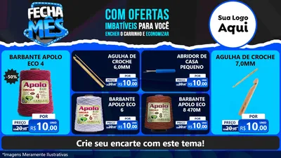Modelo de TV para TV Horizontal com o tema Fecha Mês para Armarinho e Aviamentos