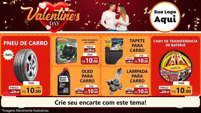 Modelo de TV para TV Horizontal com o tema Valentine's Day para Auto peças
