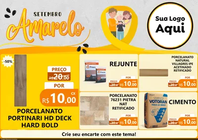Modelo de Encarte para Encarte A4 Horizontal com o tema Setembro Amarelo para Pisos e revestimentos