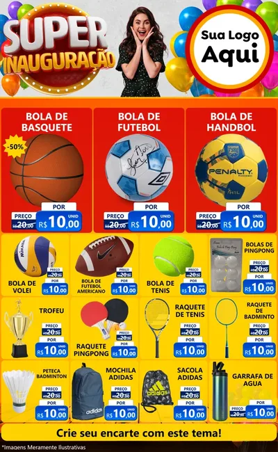 Modelo de Encarte para Encarte Grande com o tema Super Inauguração para Artigos Esportivos