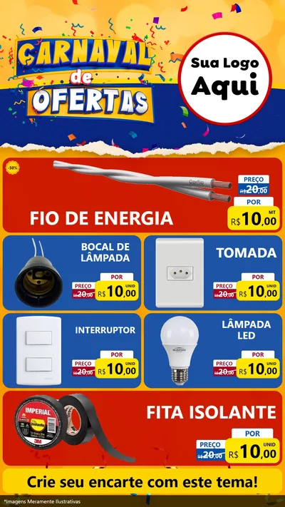 Modelo de TV para TV Vertical com o tema Carnaval de Ofertas para Materiais Elétricos