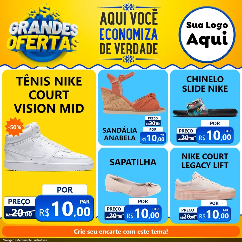 Modelo de Rede Social para Feed Facebook com o tema Grandes Ofertas para Calçados