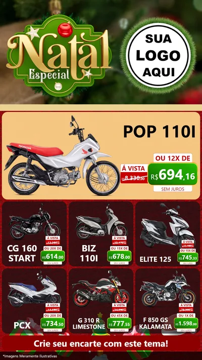 Modelo de Rede Social para Stories com o tema Natal Especial para Concessionaria de Motos