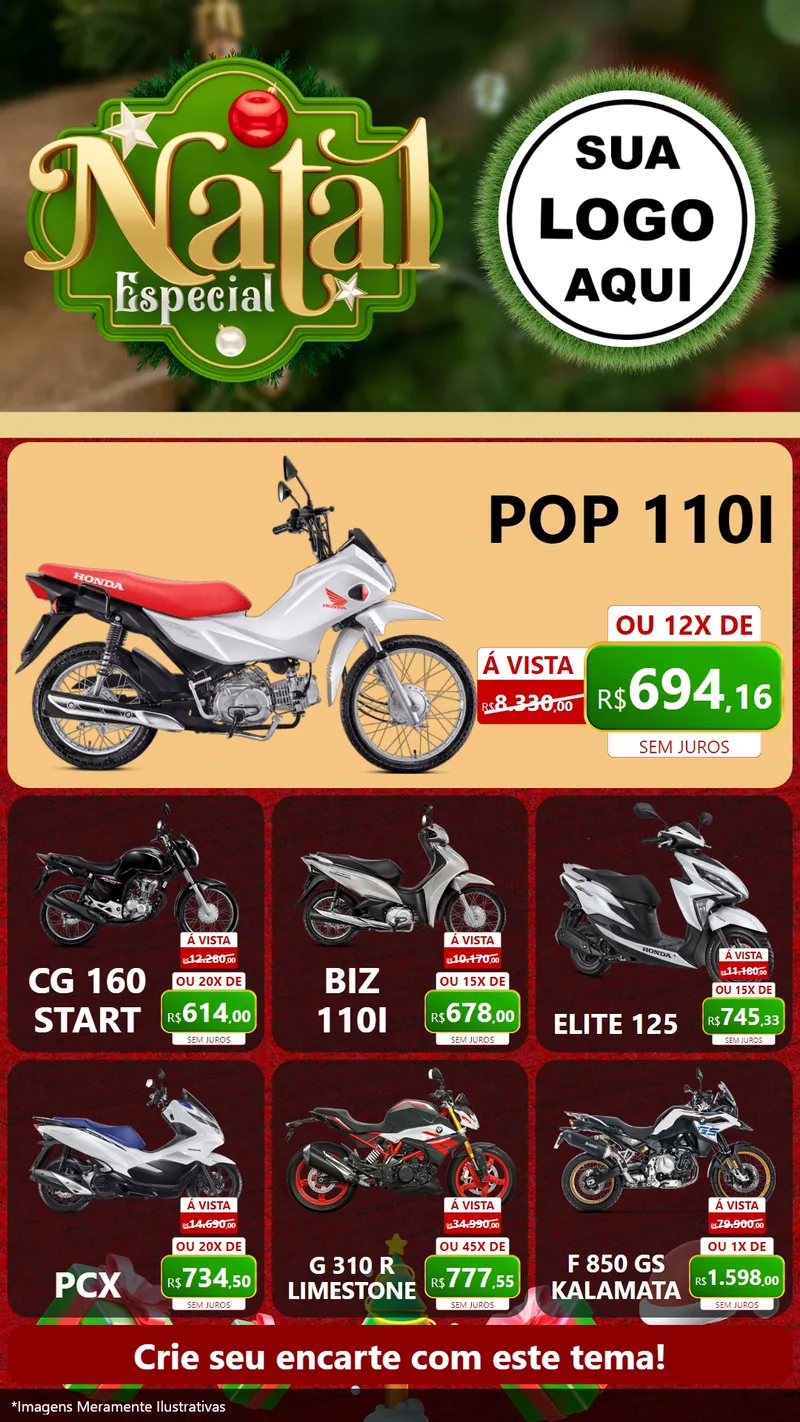 Modelo de Rede Social para Stories com o tema Natal Especial para Concessionaria de Motos