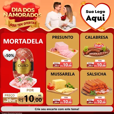 Modelo de Rede Social para Feed Facebook com o tema Dia dos Namorados - Aqui Tem Ofertas para Frios e Laticínios