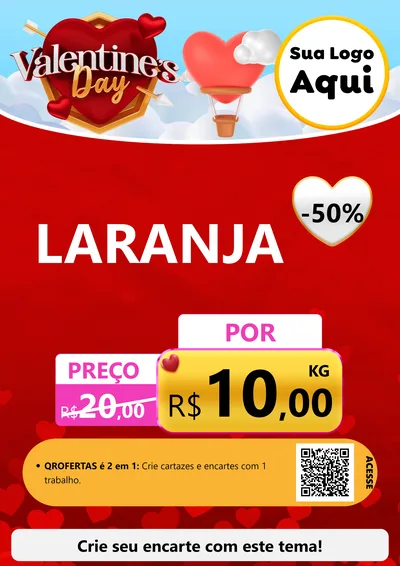 Modelo de Cartaz para Cartaz A4 Vertical com o tema Valentine's Day para Hortifrúti