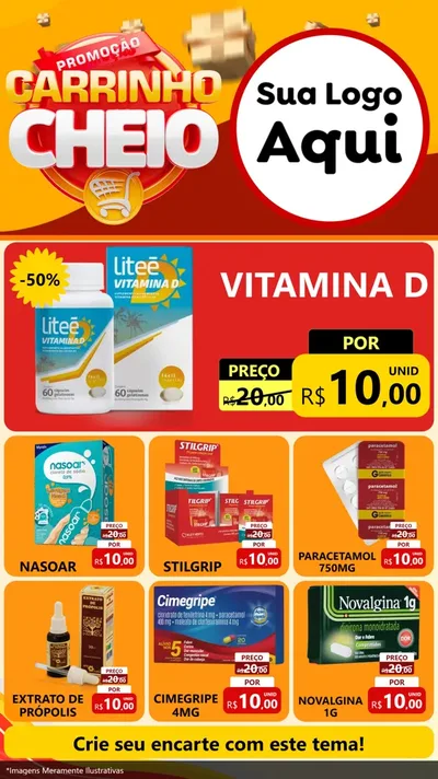 Modelo de Rede Social para Stories com o tema Promoção carrinho cheio para Farmácia