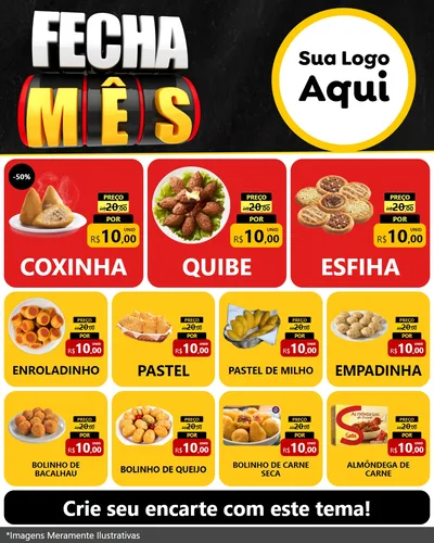 Modelo de Rede Social para Feed Instagram com o tema Fecha Mês para Salgadaria