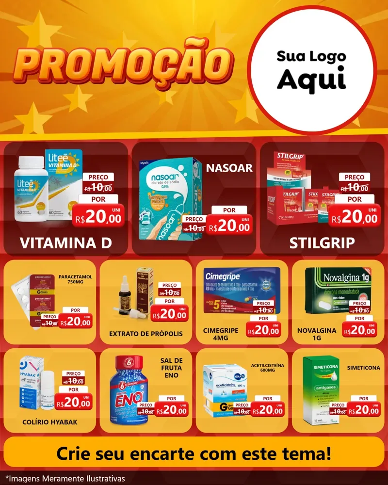 Modelo de Rede Social para Feed Instagram com o tema Promoção para Farmácia
