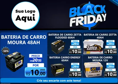 Modelo de Encarte para Encarte A4 Horizontal com o tema Black Friday para Baterias Elétricas