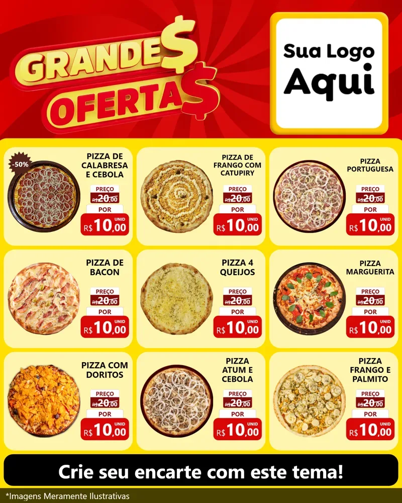 Modelo de Rede Social para Feed Instagram com o tema Grandes Ofertas para Pizzaria
