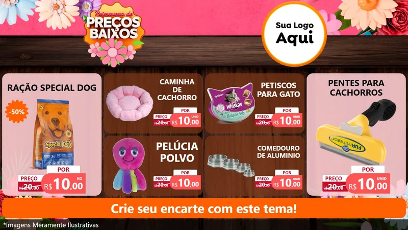 Modelo de TV para TV Horizontal com o tema Primavera de Preços Baixos para Pet Shop