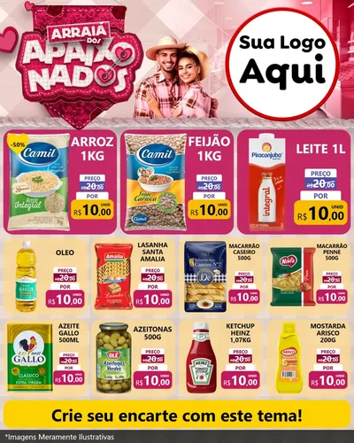 Modelo de Rede Social para Feed Instagram com o tema Arraiá dos Apaixonados - Junina para Supermercado