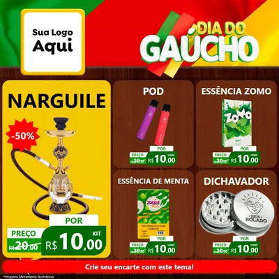 Modelo de Rede Social para Feed Facebook com o tema Dia do Gaúcho para Tabacaria