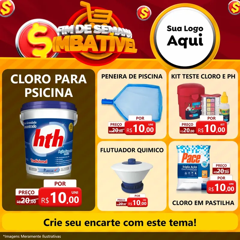Modelo de Rede Social para Feed Facebook com o tema Fim de Semana Imbatível para Produtos para Piscina