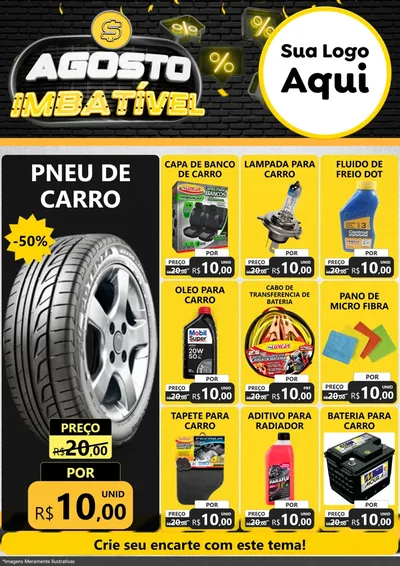 Modelo de Encarte para Encarte A4 Vertical com o tema Agosto Imbatível para Auto peças