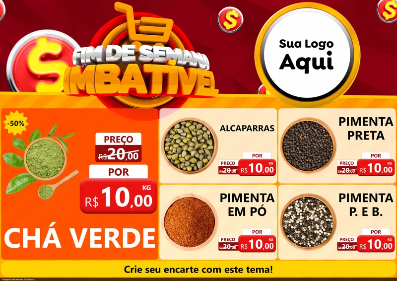 Modelo de Encarte para Encarte A4 Horizontal com o tema Fim de Semana Imbatível para Produtos Naturais