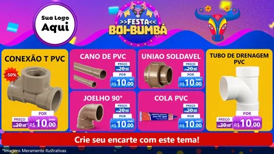 Modelo de TV para TV Horizontal com o tema Festa Boi-Bumbá para Tubos e conexões