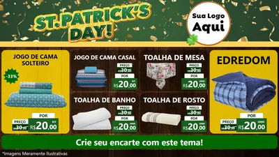 Modelo de TV para TV Horizontal com o tema St Patriks Day para Cama, Mesa e Banho