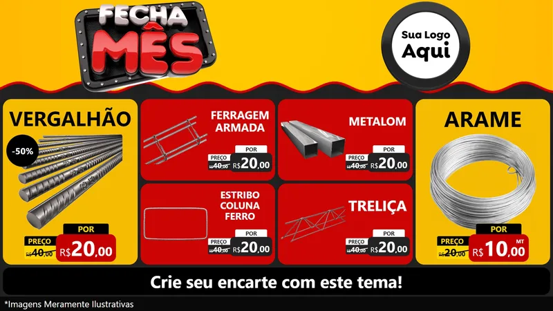 Modelo de TV para TV Horizontal com o tema Fecha Mês para Ferragens