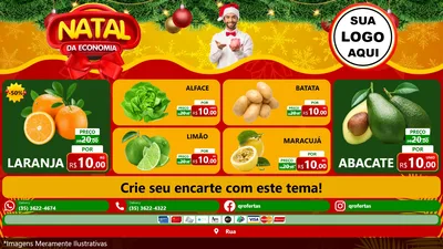 Modelo de TV para TV Horizontal com o tema Natal da Economia para Hortifrúti