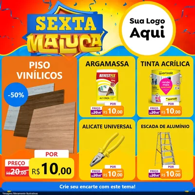 Modelo de Rede Social para Feed Facebook com o tema Sexta Maluca para Material para Construção