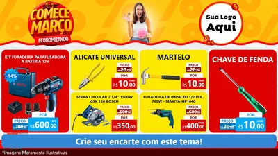 Modelo de TV para TV Horizontal com o tema Comece Março Economizando para Maquinas e Ferramentas