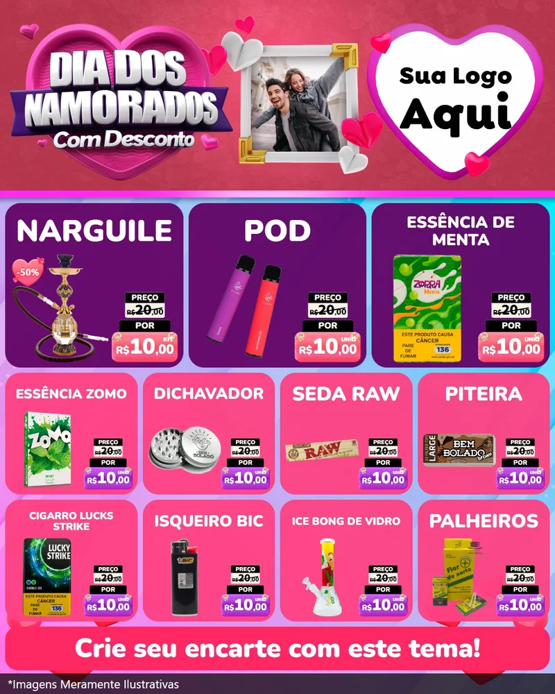 Modelo de Rede Social para Feed Instagram com o tema Dia Dos Namorados Com Desconto para Tabacaria