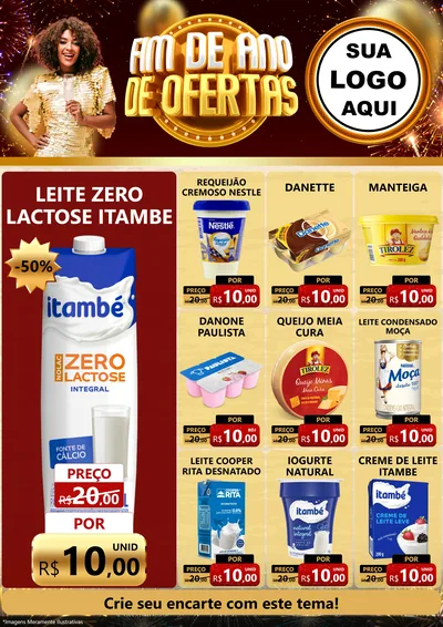 Modelo de Encarte para Encarte A4 Vertical com o tema Fim de Ano de Ofertas para Frios e Laticínios