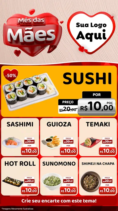 Modelo de Rede Social para Stories com o tema Mês das Mães para Comida japonesa