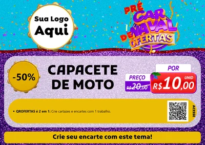 Modelo de Cartaz para Cartaz A4 Horizontal com o tema Pré Carnaval de Ofertas para Moto peças