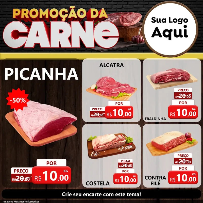Modelo de Rede Social para Feed Facebook com o tema Promoção da Carne para Açougue