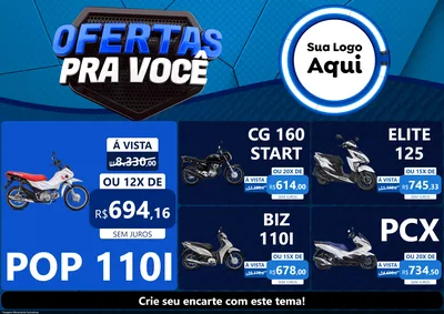 Modelo de Encarte para Encarte A4 Horizontal com o tema Ofertas Para Você - Auto e Motopeças para Concessionaria de Motos